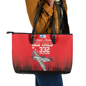 Tuskegee Red Tails Airmen WWII Tribute Leather Tote Bag 332nd Fighter Group - Red - African Pride
