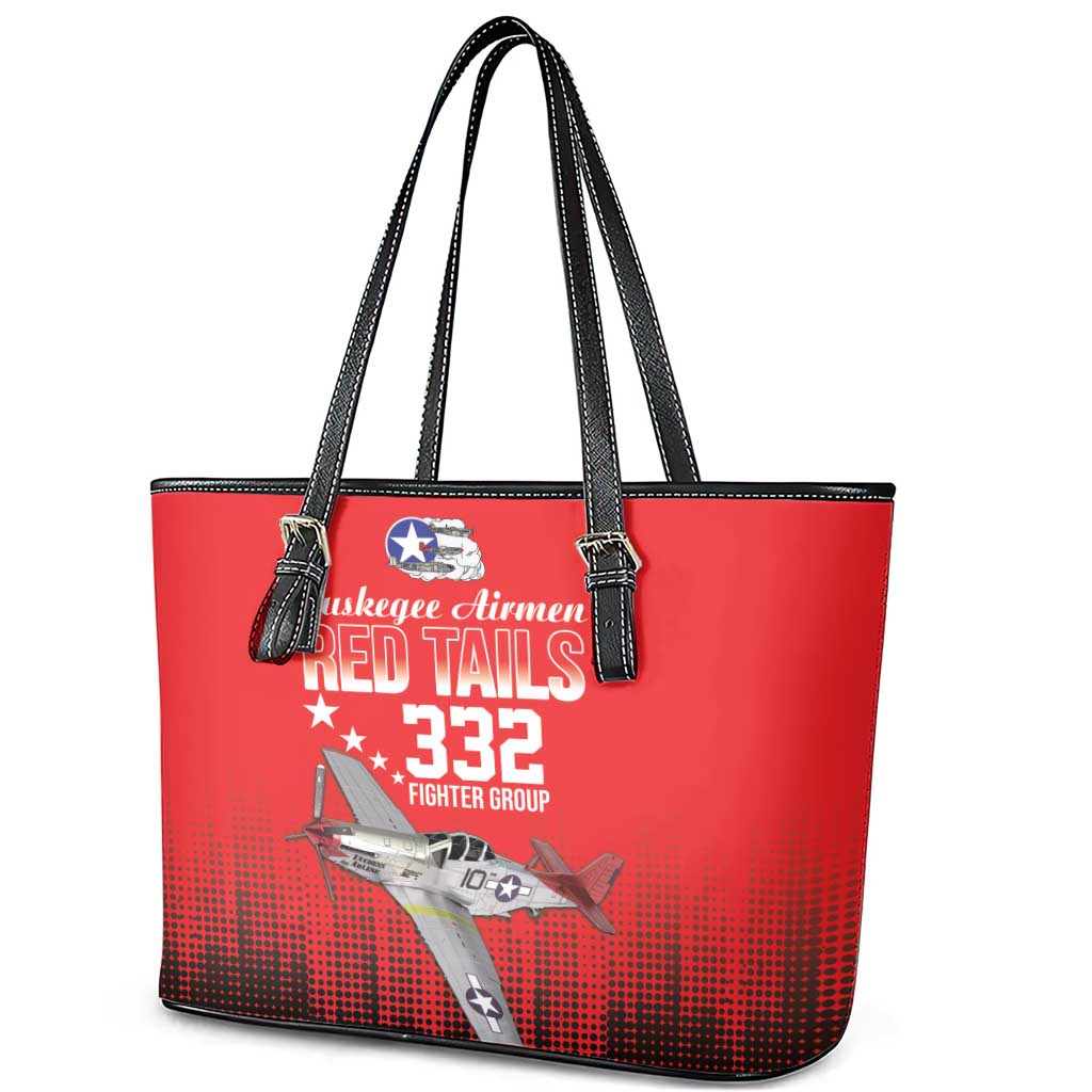 Tuskegee Red Tails Airmen WWII Tribute Leather Tote Bag 332nd Fighter Group - Red - African Pride