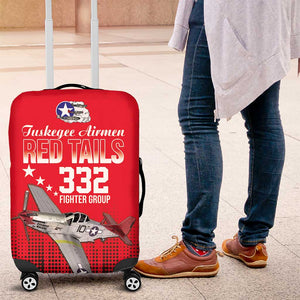 Tuskegee Red Tails Airmen WWII Tribute Luggage Cover 332nd Fighter Group - Red - African Pride