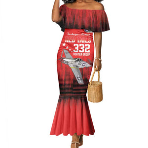 Tuskegee Red Tails Airmen WWII Tribute Mermaid Dress 332nd Fighter Group - Red - African Pride