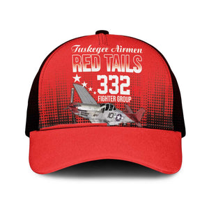 Tuskegee Red Tails Airmen WWII Tribute Mesh Trucker Cap 332nd Fighter Group - Red - African Pride