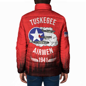 Tuskegee Red Tails Airmen WWII Tribute Padded Jacket 332nd Fighter Group - Red