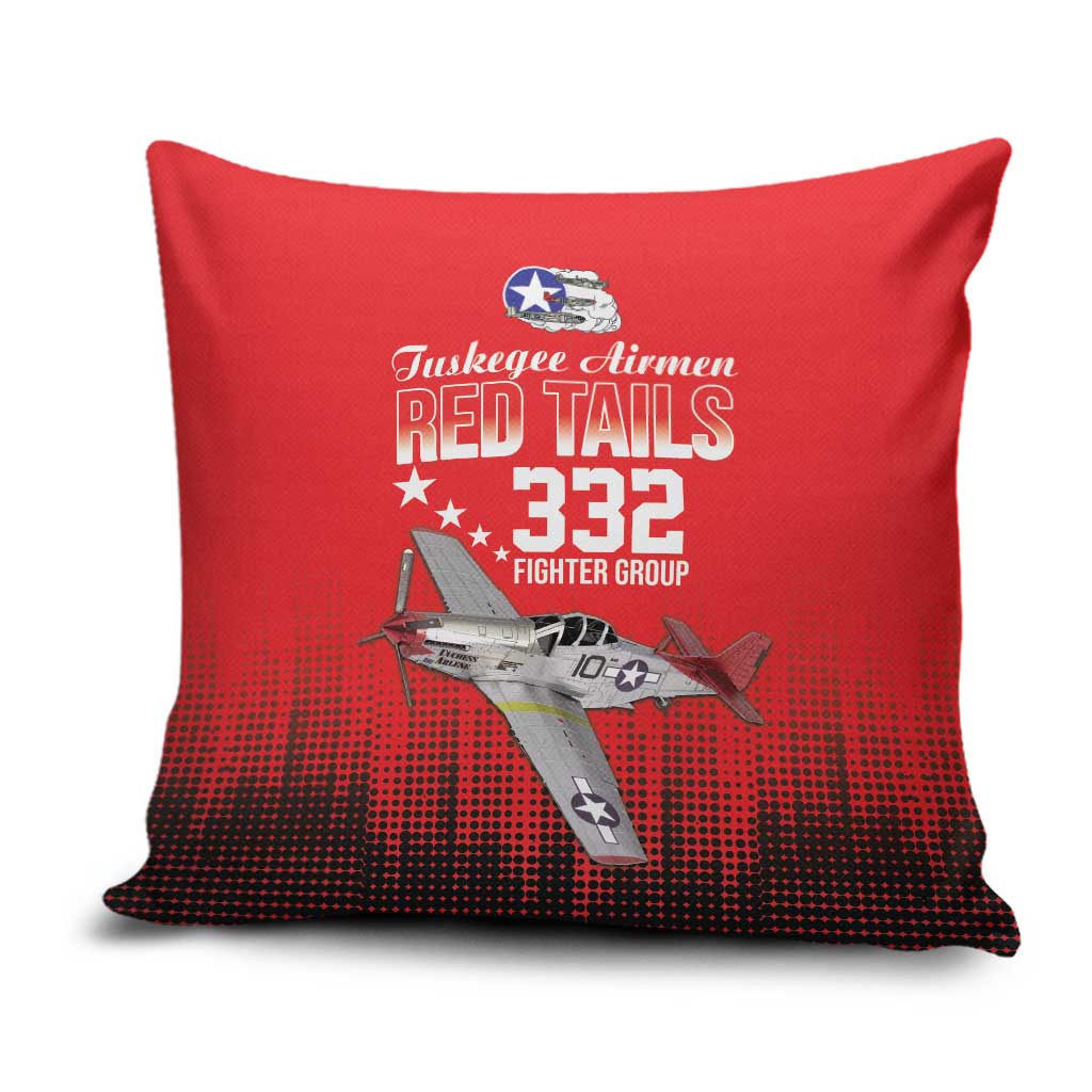 Tuskegee Red Tails Airmen WWII Tribute Pillow Cover 332nd Fighter Group - Red