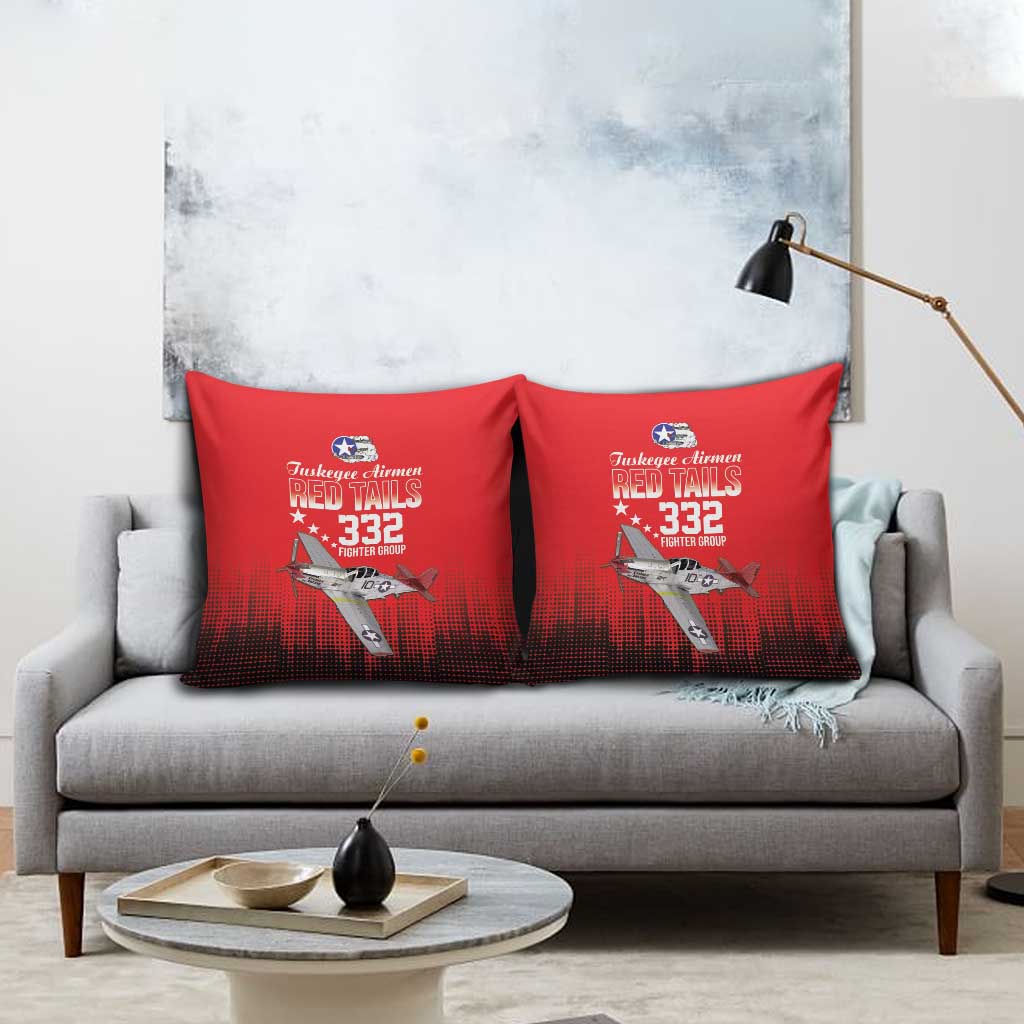 Tuskegee Red Tails Airmen WWII Tribute Pillow Cover 332nd Fighter Group - Red