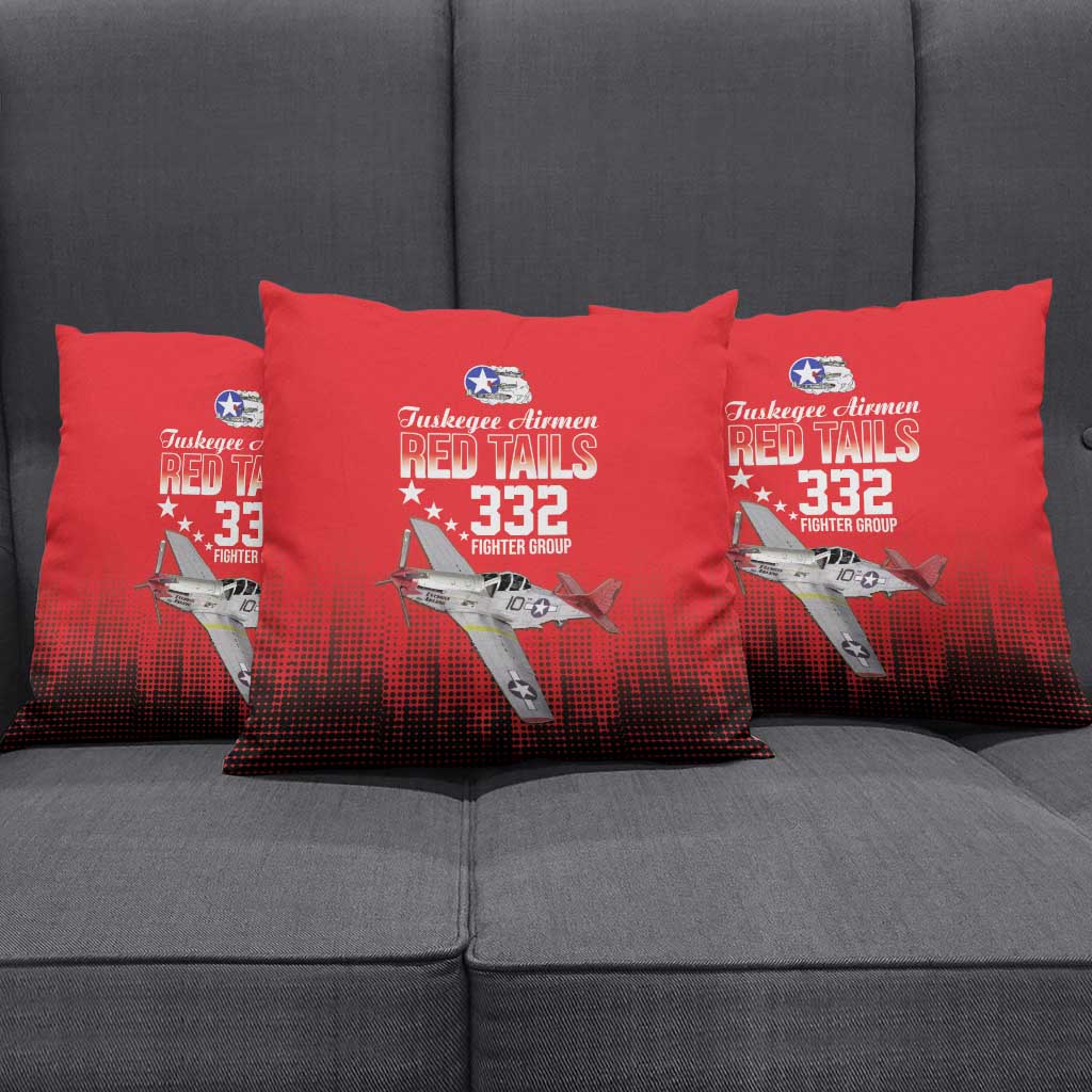 Tuskegee Red Tails Airmen WWII Tribute Pillow Cover 332nd Fighter Group - Red