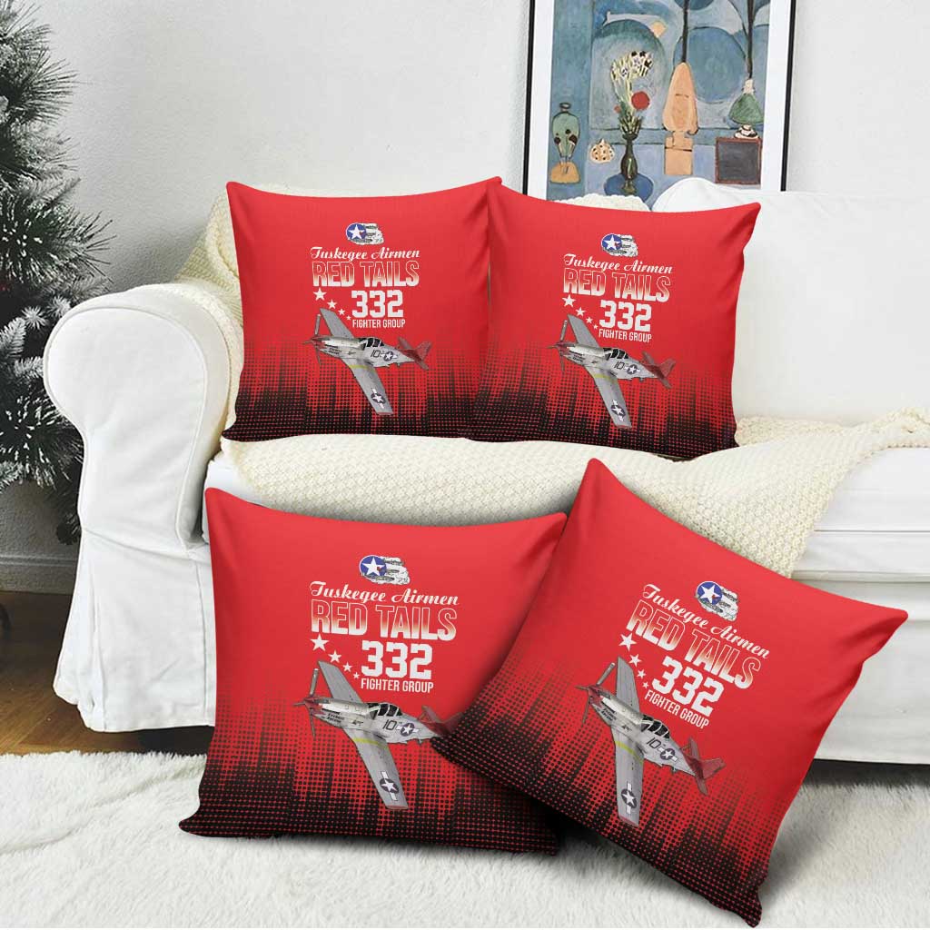 Tuskegee Red Tails Airmen WWII Tribute Pillow Cover 332nd Fighter Group - Red