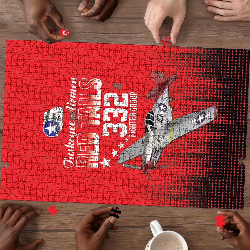 Tuskegee Red Tails Airmen WWII Tribute Puzzle 332nd Fighter Group - Red