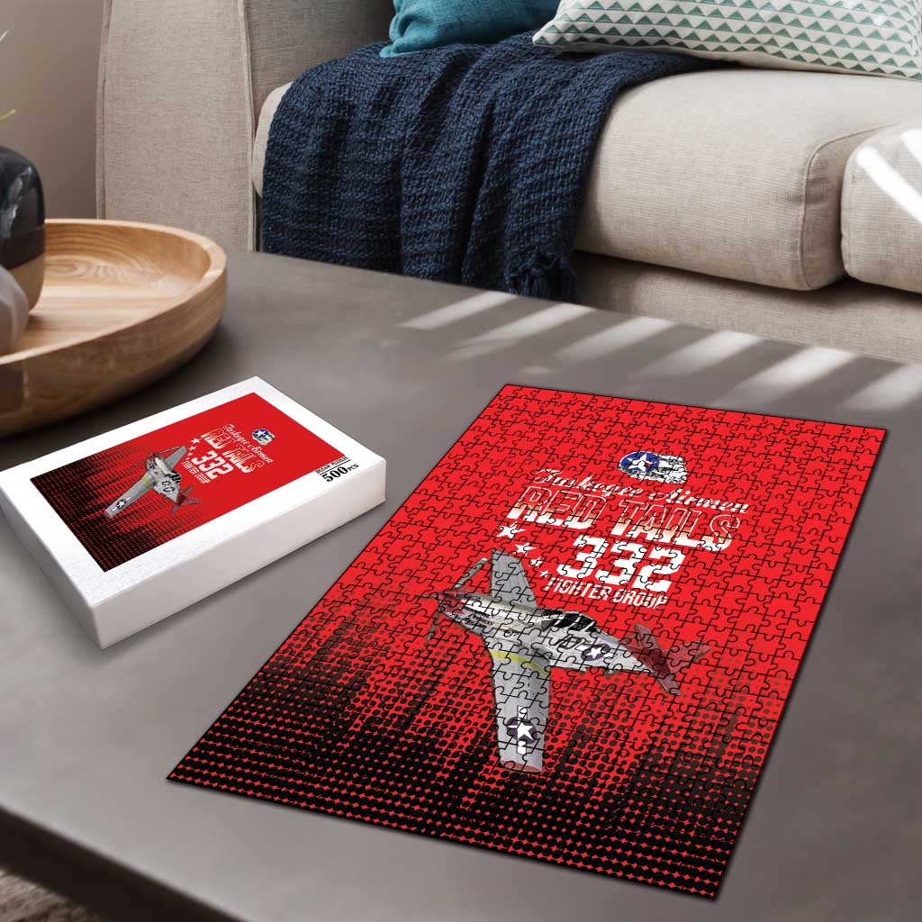Tuskegee Red Tails Airmen WWII Tribute Puzzle 332nd Fighter Group - Red