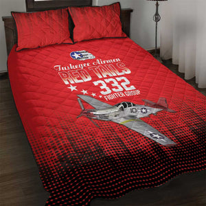 Tuskegee Red Tails Airmen WWII Tribute Quilt Bed Set 332nd Fighter Group - Red - African Pride