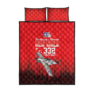 Tuskegee Red Tails Airmen WWII Tribute Quilt Bed Set 332nd Fighter Group - Red - African Pride