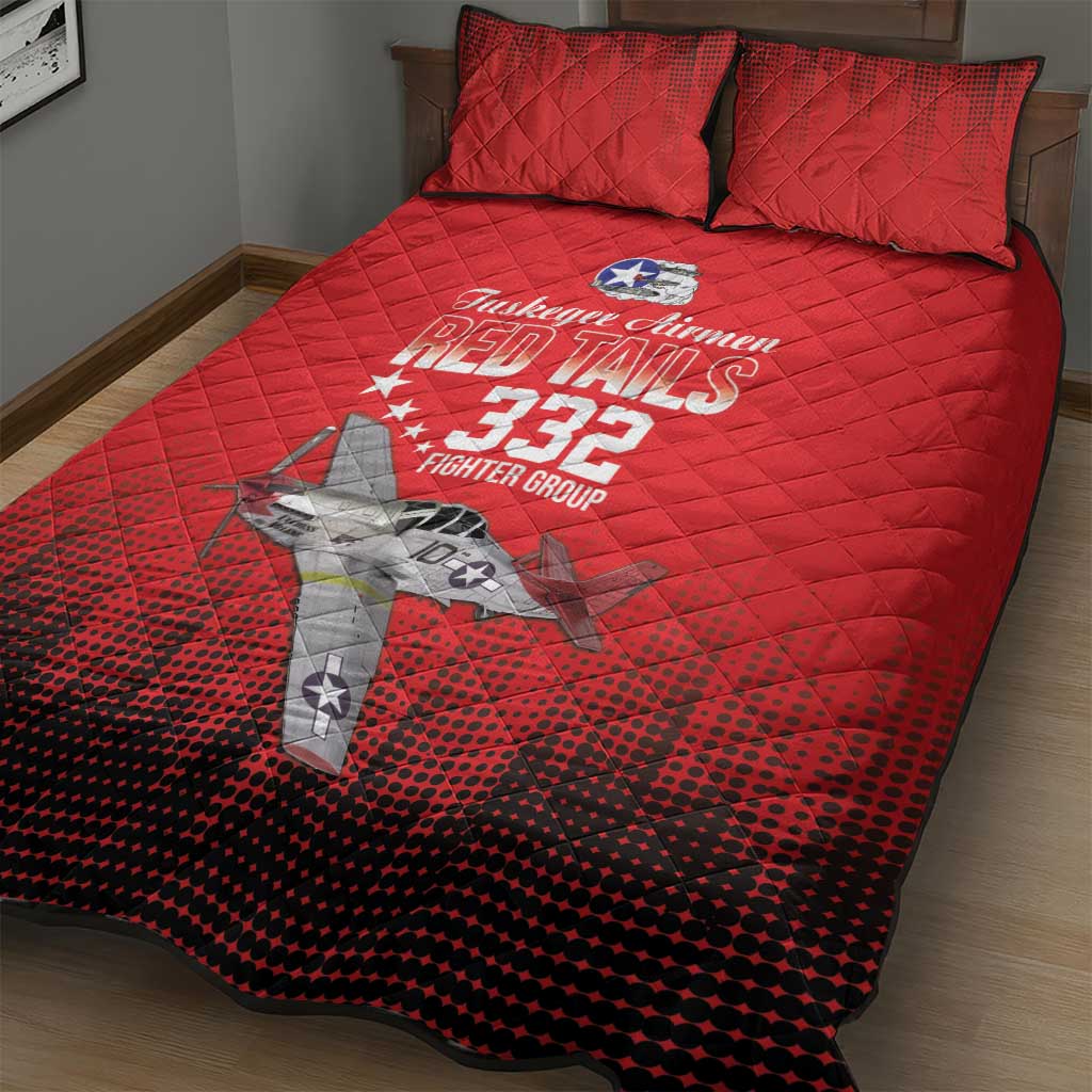 Tuskegee Red Tails Airmen WWII Tribute Quilt Bed Set 332nd Fighter Group - Red - African Pride