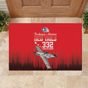 Tuskegee Red Tails Airmen WWII Tribute Rubber Doormat 332nd Fighter Group - Red - African Pride