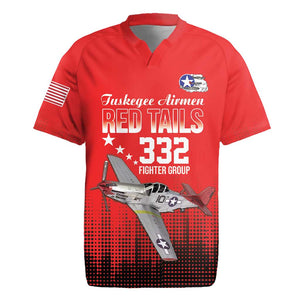 Tuskegee Red Tails Airmen WWII Tribute Rugby Jersey 332nd Fighter Group - Red - African Pride