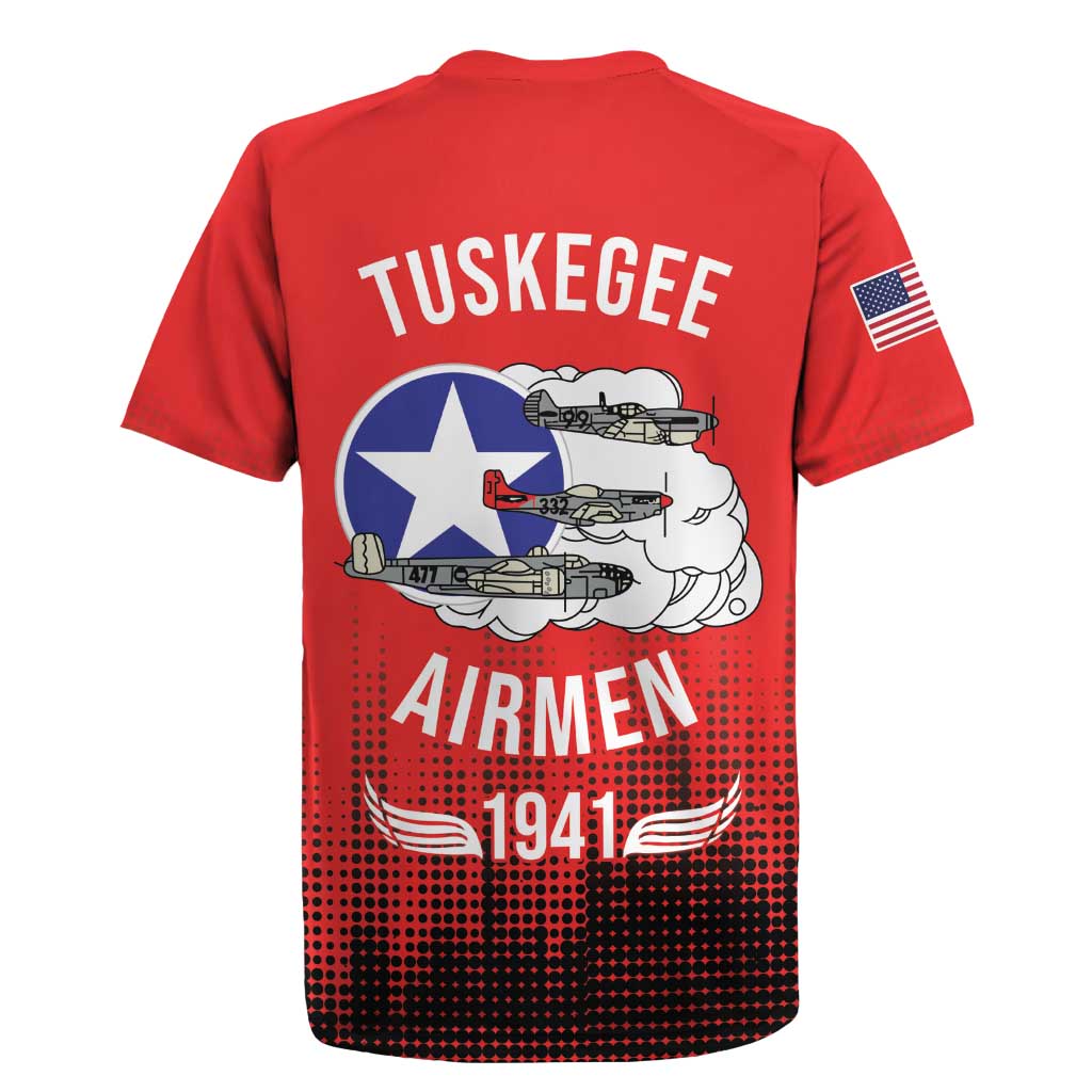 Tuskegee Red Tails Airmen WWII Tribute Rugby Jersey 332nd Fighter Group - Red - African Pride