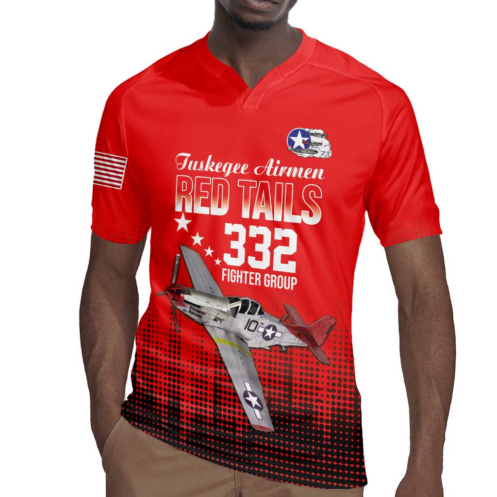 Tuskegee Red Tails Airmen WWII Tribute Rugby Jersey 332nd Fighter Group - Red - African Pride