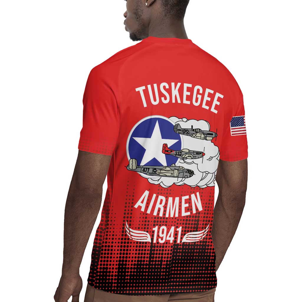 Tuskegee Red Tails Airmen WWII Tribute Rugby Jersey 332nd Fighter Group - Red - African Pride