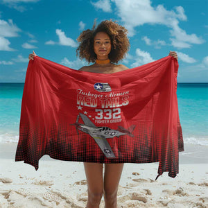 Tuskegee Red Tails Airmen WWII Tribute Sarong 332nd Fighter Group - Red - African Pride