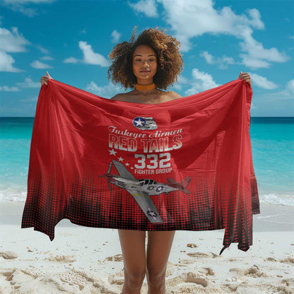 Tuskegee Red Tails Airmen WWII Tribute Sarong 332nd Fighter Group - Red - African Pride