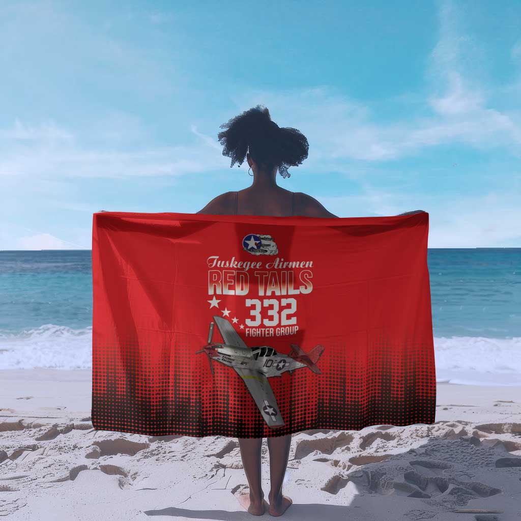 Tuskegee Red Tails Airmen WWII Tribute Sarong 332nd Fighter Group - Red - African Pride