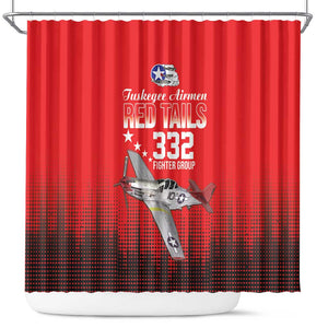 Tuskegee Red Tails Airmen WWII Tribute Shower Curtain 332nd Fighter Group - Red - African Pride