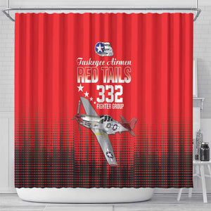 Tuskegee Red Tails Airmen WWII Tribute Shower Curtain 332nd Fighter Group - Red - African Pride