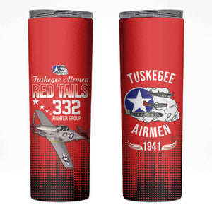 Tuskegee Red Tails Airmen WWII Tribute Skinny Tumbler 332nd Fighter Group - Red - African Pride