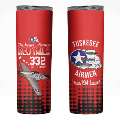Tuskegee Red Tails Airmen WWII Tribute Skinny Tumbler 332nd Fighter Group - Red - African Pride