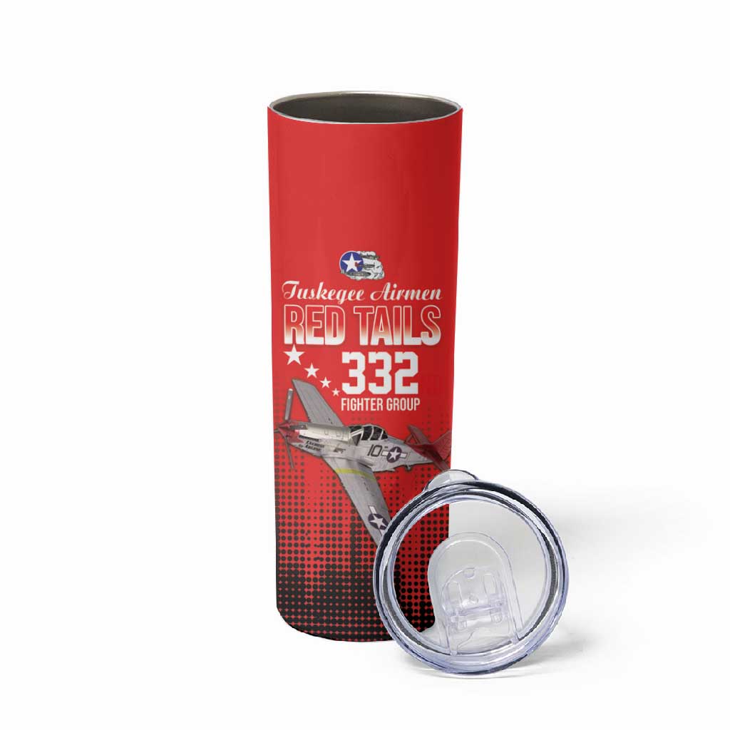 Tuskegee Red Tails Airmen WWII Tribute Skinny Tumbler 332nd Fighter Group - Red - African Pride