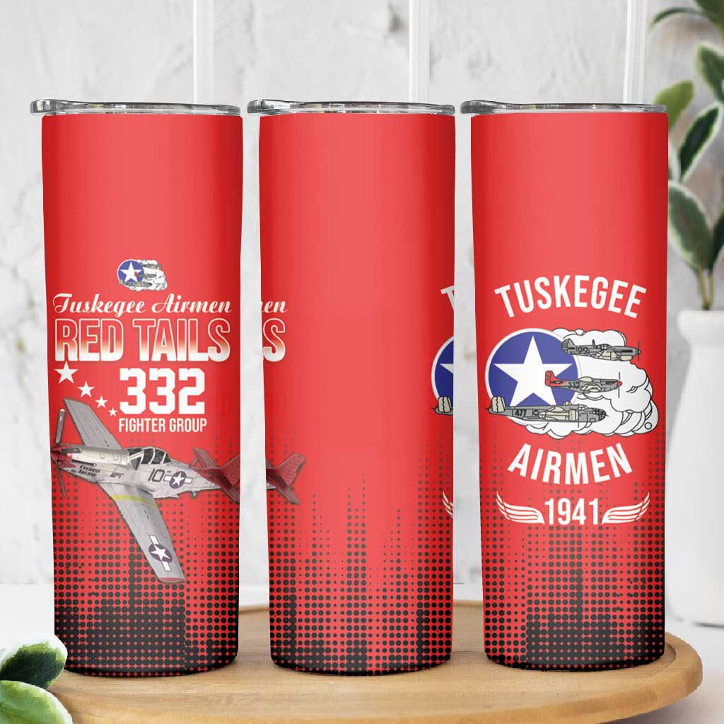 Tuskegee Red Tails Airmen WWII Tribute Skinny Tumbler 332nd Fighter Group - Red - African Pride