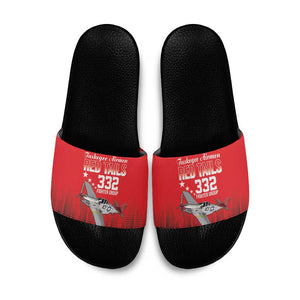 Tuskegee Red Tails Airmen WWII Tribute Slide Sandals 332nd Fighter Group - Red