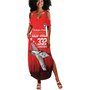 Tuskegee Red Tails Airmen WWII Tribute Summer Maxi Dress 332nd Fighter Group - Red - African Pride