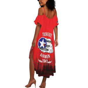 Tuskegee Red Tails Airmen WWII Tribute Summer Maxi Dress 332nd Fighter Group - Red - African Pride