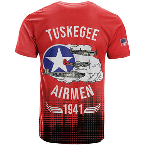 Tuskegee Red Tails Airmen WWII Tribute T shirt 332nd Fighter Group - Red - African Pride