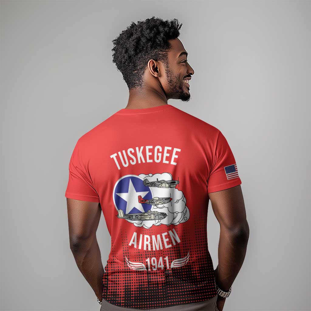Tuskegee Red Tails Airmen WWII Tribute T shirt 332nd Fighter Group - Red - African Pride
