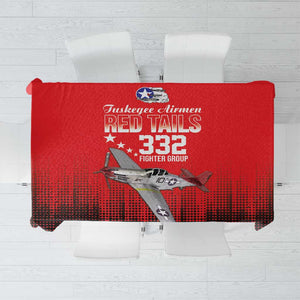 Tuskegee Red Tails Airmen WWII Tribute Tablecloth 332nd Fighter Group - Red - African Pride