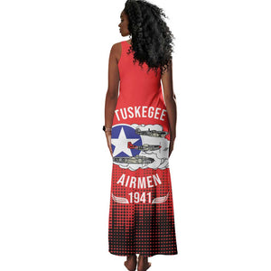 Tuskegee Red Tails Airmen WWII Tribute Tank Maxi Dress 332nd Fighter Group - Red - African Pride