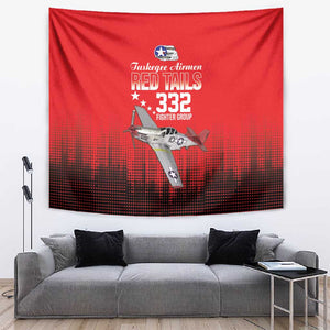 Tuskegee Red Tails Airmen WWII Tribute Tapestry 332nd Fighter Group - Red - African Pride