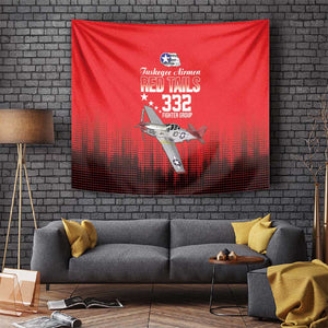 Tuskegee Red Tails Airmen WWII Tribute Tapestry 332nd Fighter Group - Red - African Pride