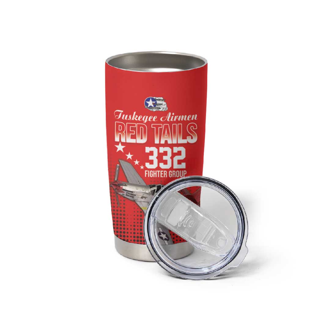 Tuskegee Red Tails Airmen WWII Tribute Tumbler Cup 332nd Fighter Group - Red - African Pride