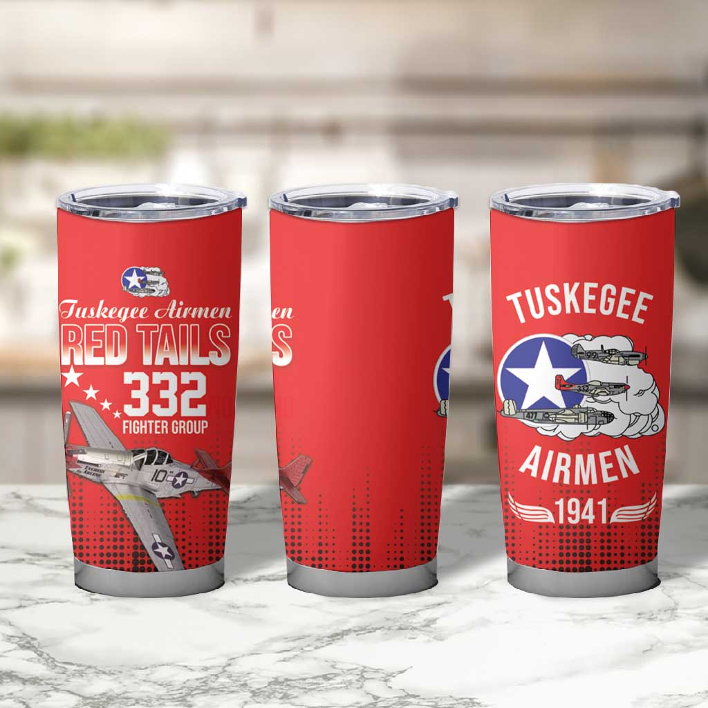 Tuskegee Red Tails Airmen WWII Tribute Tumbler Cup 332nd Fighter Group - Red - African Pride