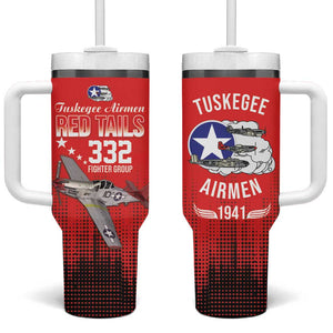 Tuskegee Red Tails Airmen WWII Tribute Tumbler With Handle 332nd Fighter Group - Red - African Pride
