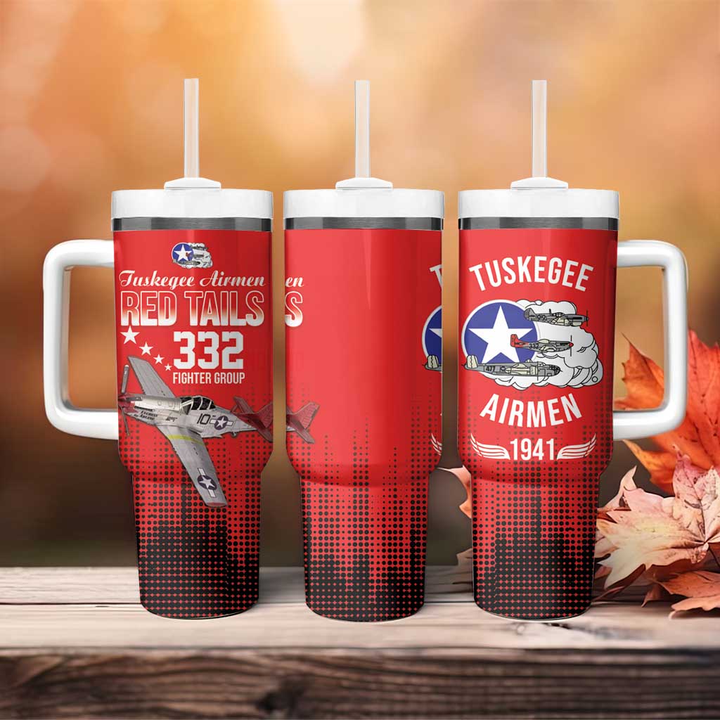Tuskegee Red Tails Airmen WWII Tribute Tumbler With Handle 332nd Fighter Group - Red - African Pride
