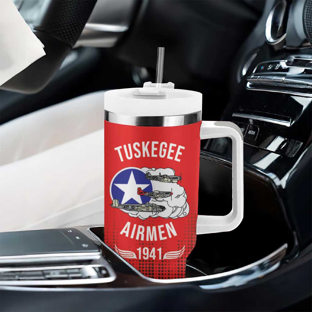Tuskegee Red Tails Airmen WWII Tribute Tumbler With Handle 332nd Fighter Group - Red - African Pride