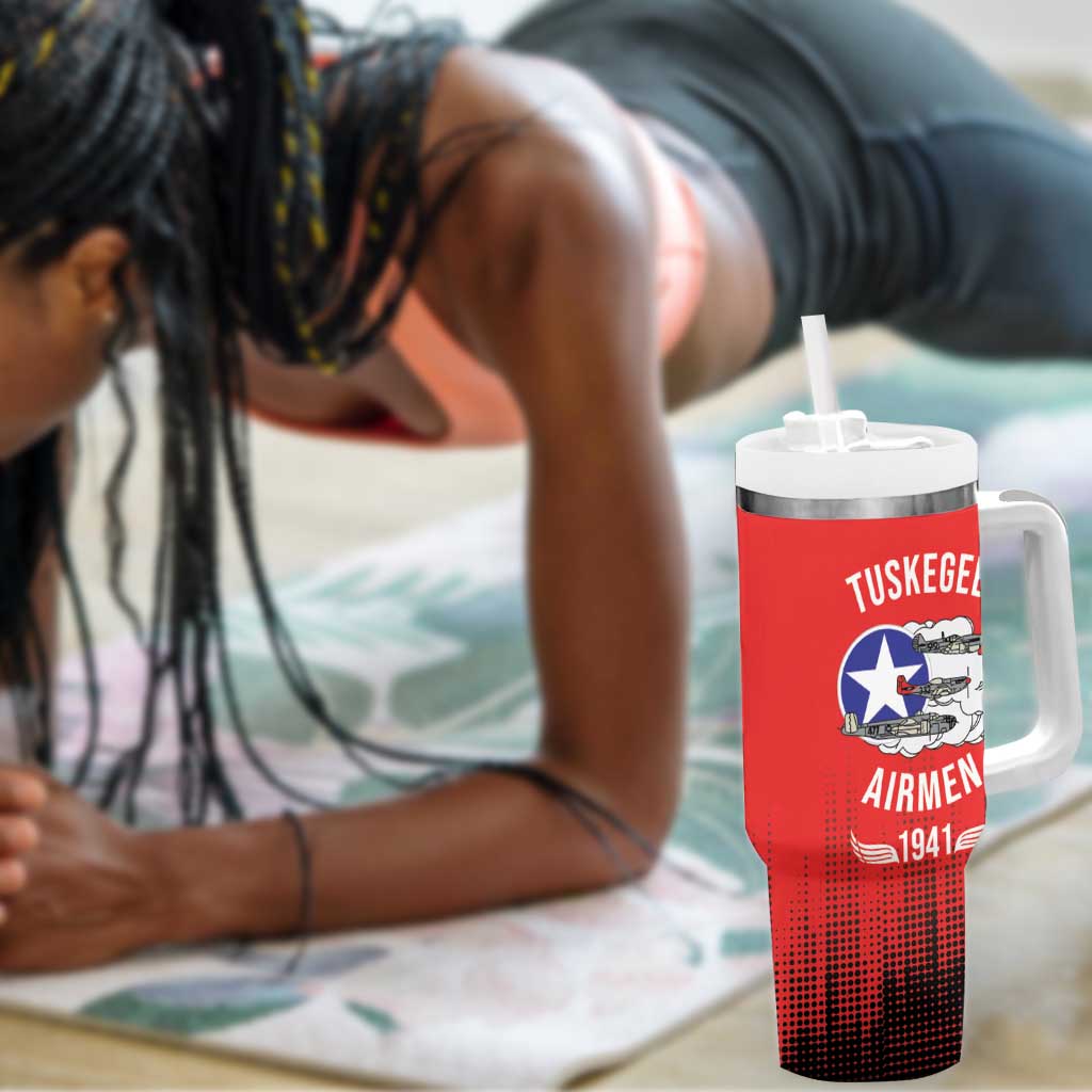 Tuskegee Red Tails Airmen WWII Tribute Tumbler With Handle 332nd Fighter Group - Red - African Pride