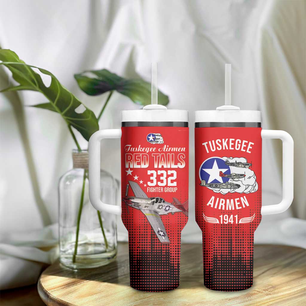 Tuskegee Red Tails Airmen WWII Tribute Tumbler With Handle 332nd Fighter Group - Red - African Pride