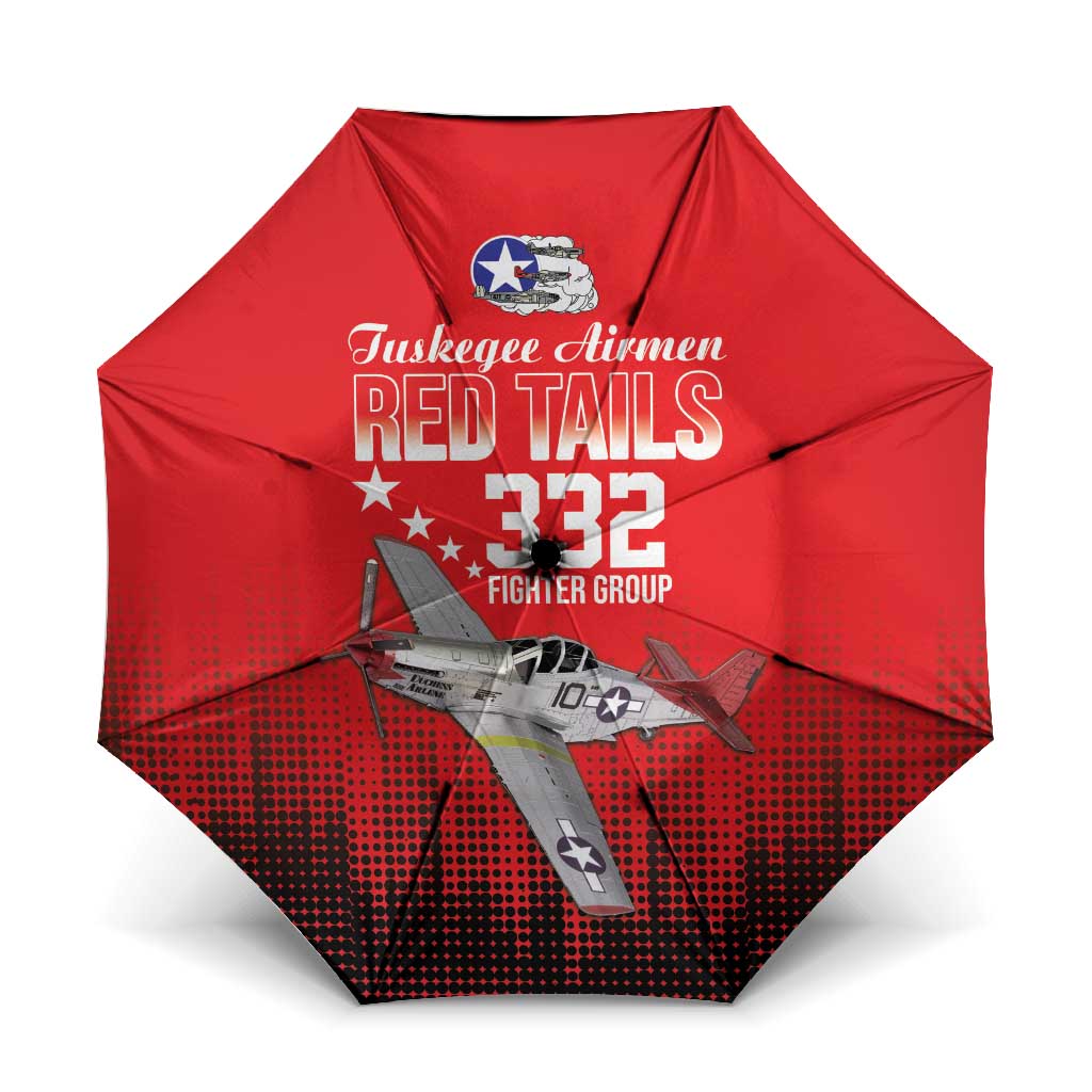 Tuskegee Red Tails Airmen WWII Tribute Umbrella 332nd Fighter Group - Red