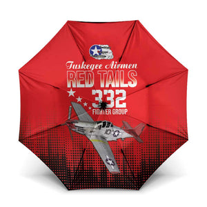 Tuskegee Red Tails Airmen WWII Tribute Umbrella 332nd Fighter Group - Red