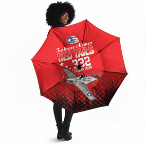 Tuskegee Red Tails Airmen WWII Tribute Umbrella 332nd Fighter Group - Red