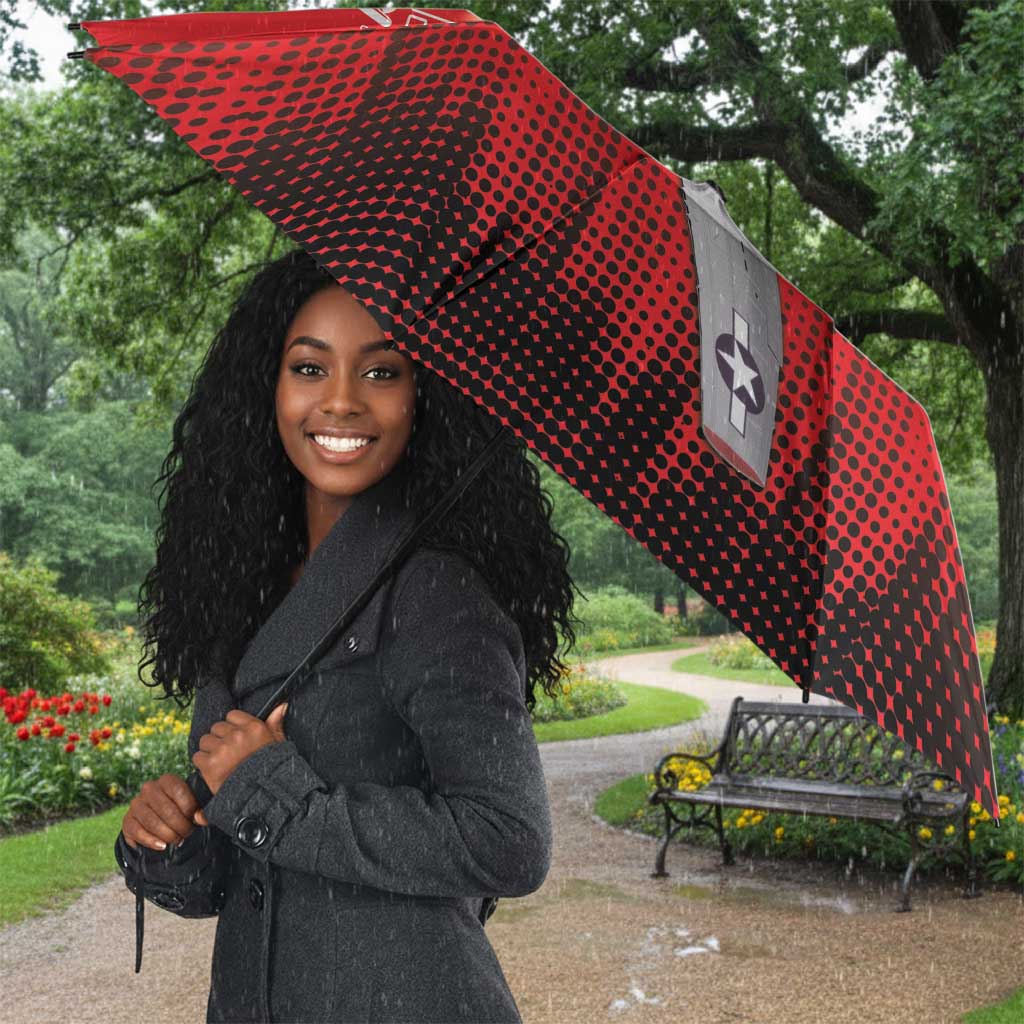 Tuskegee Red Tails Airmen WWII Tribute Umbrella 332nd Fighter Group - Red