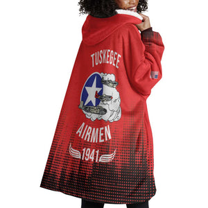 Tuskegee Red Tails Airmen WWII Tribute Wearable Blanket Hoodie 332nd Fighter Group - Red - African Pride
